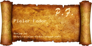 Pieler Fodor névjegykártya